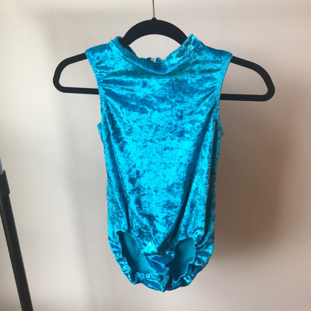 Blue Crushed Velvet Gymnastics Leotard